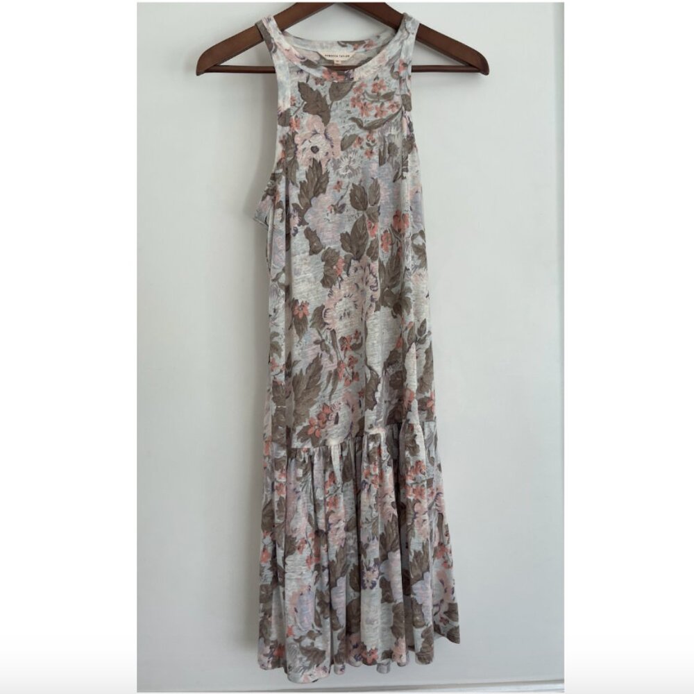 Rebecca Taylor Soft Floral Jersey Sleeveless Drop Waist Dress | Size XS